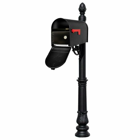 LEWISTON E1 Economy Mailbox Locking Insert System with Ornate Base & Pineapple Finial, Black LPST-E1-LKIT-703-BLK